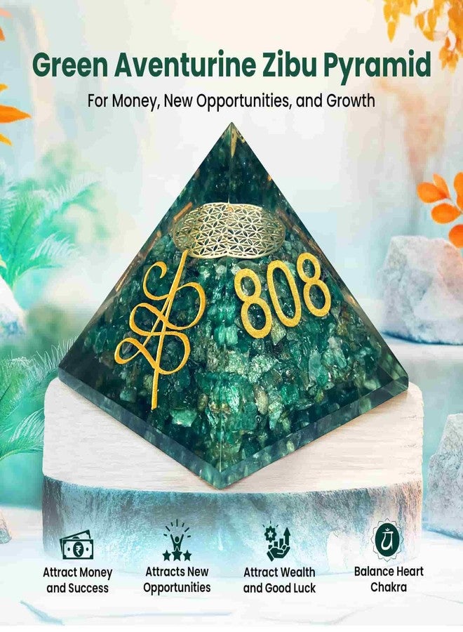 Solava Green Aventurine Angelic Crystal Pyramid With Angel Symbol And Angel Number 808 520 741 For Vastu Good Luck Prosperity Positivity Money Fame And Reiki Healing - Image 2